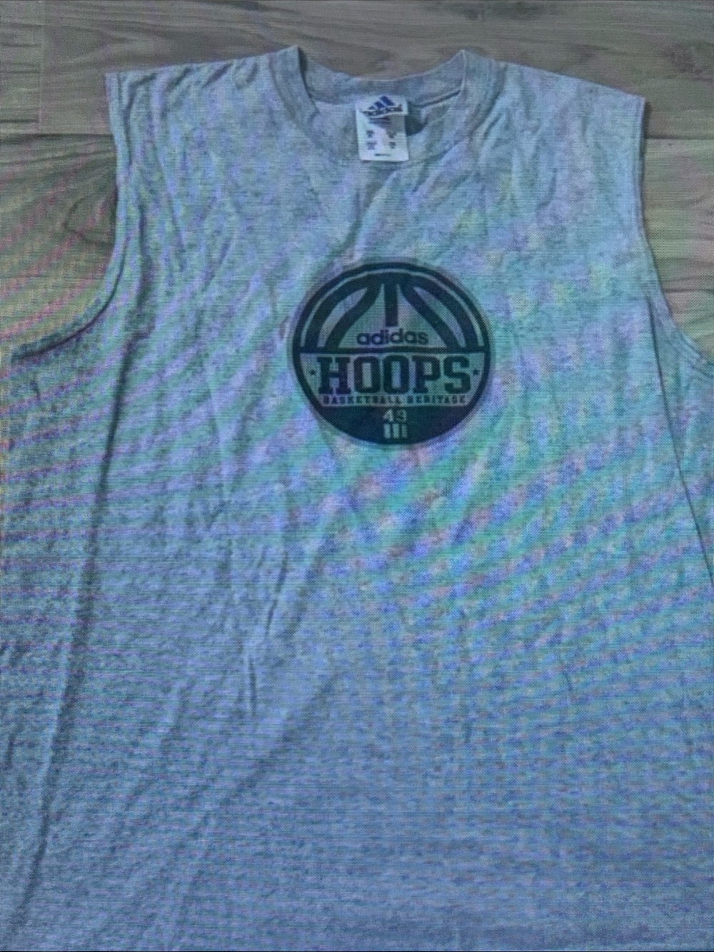 adidas Gray Tank Top with Hoops Basketball Logo